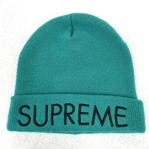 Supreme Capital Beanie Cuffed Embroidered Logo Dark Teal Green Knit Hat Cap